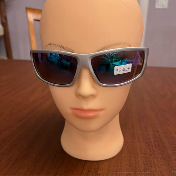 Mirrored Rectangular Sunglasses Silver Gray 130mm - Picture 5 of 10